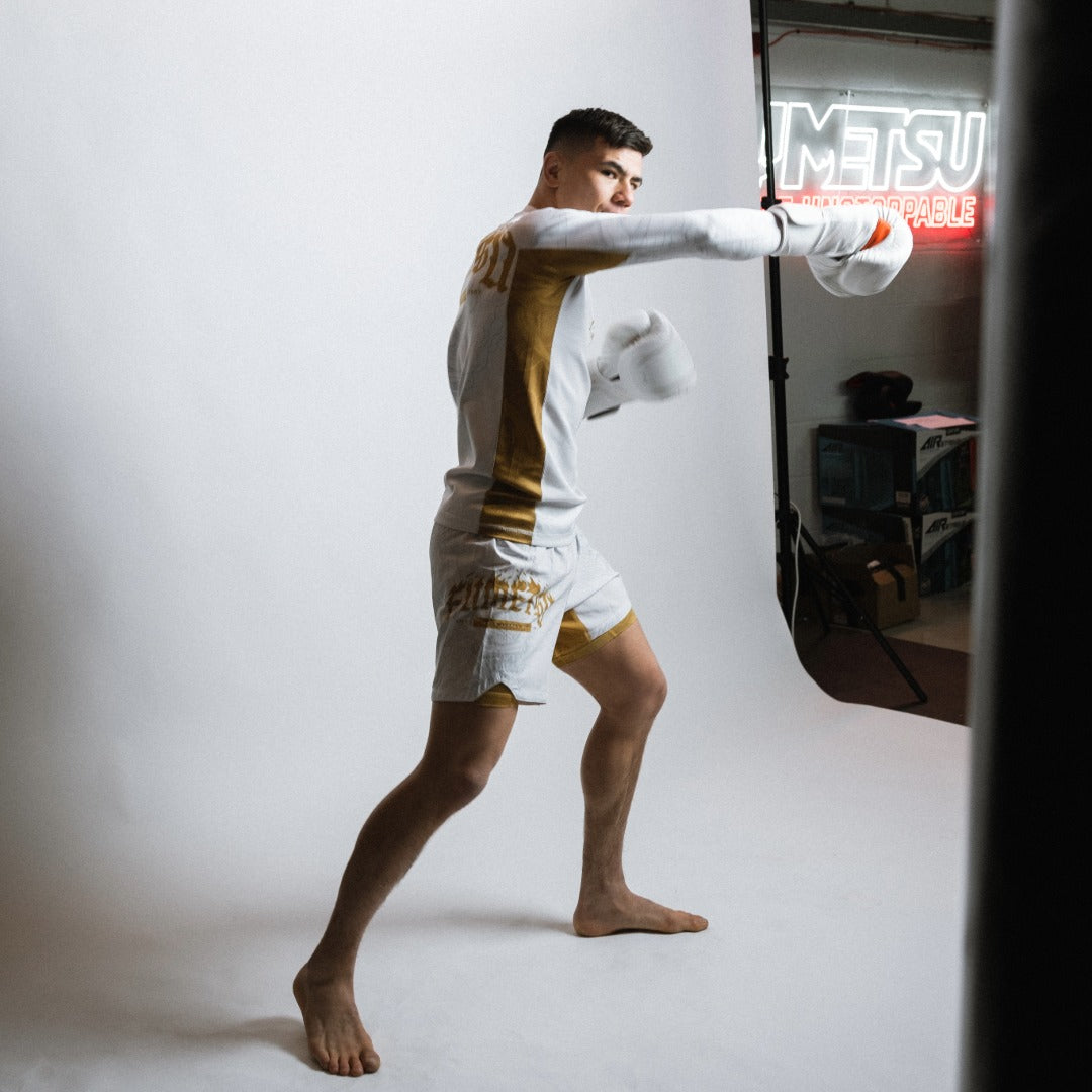 Alpha Pro MK2 Boxing Gloves White Photoshoot 5