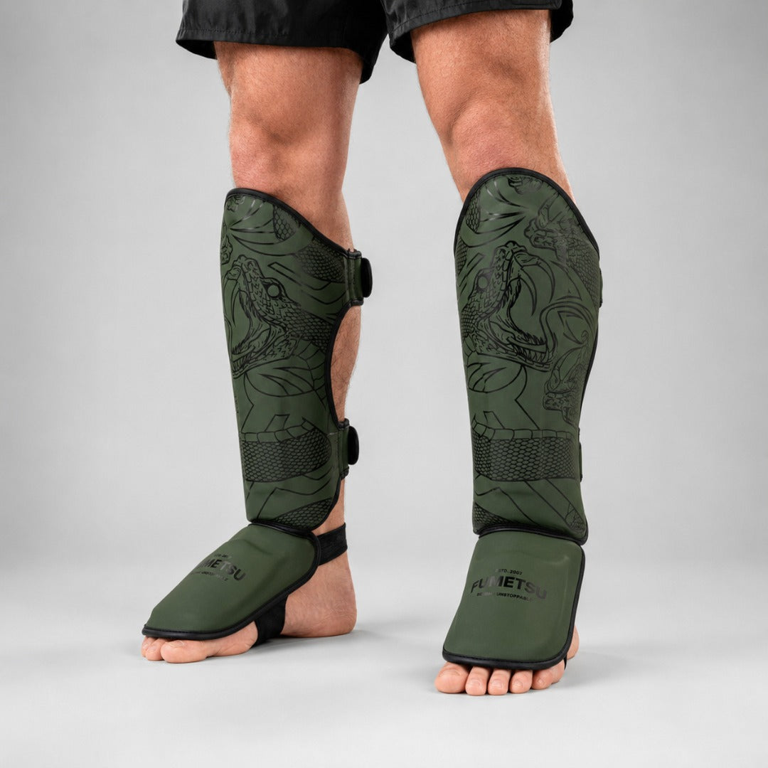 Fumetsu Anaconda Shin/Instep Guards Khaki/Black at Bytomic Trade & Wholesale 3