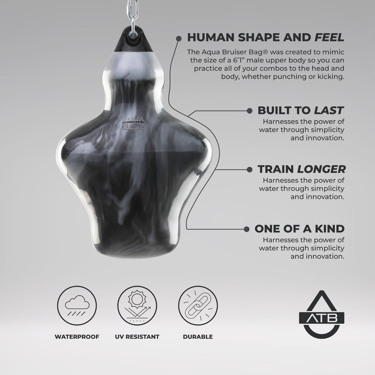 Aqua Bag Bruiser Bag 150lbs Black at Bytomic Trade and Wholesale