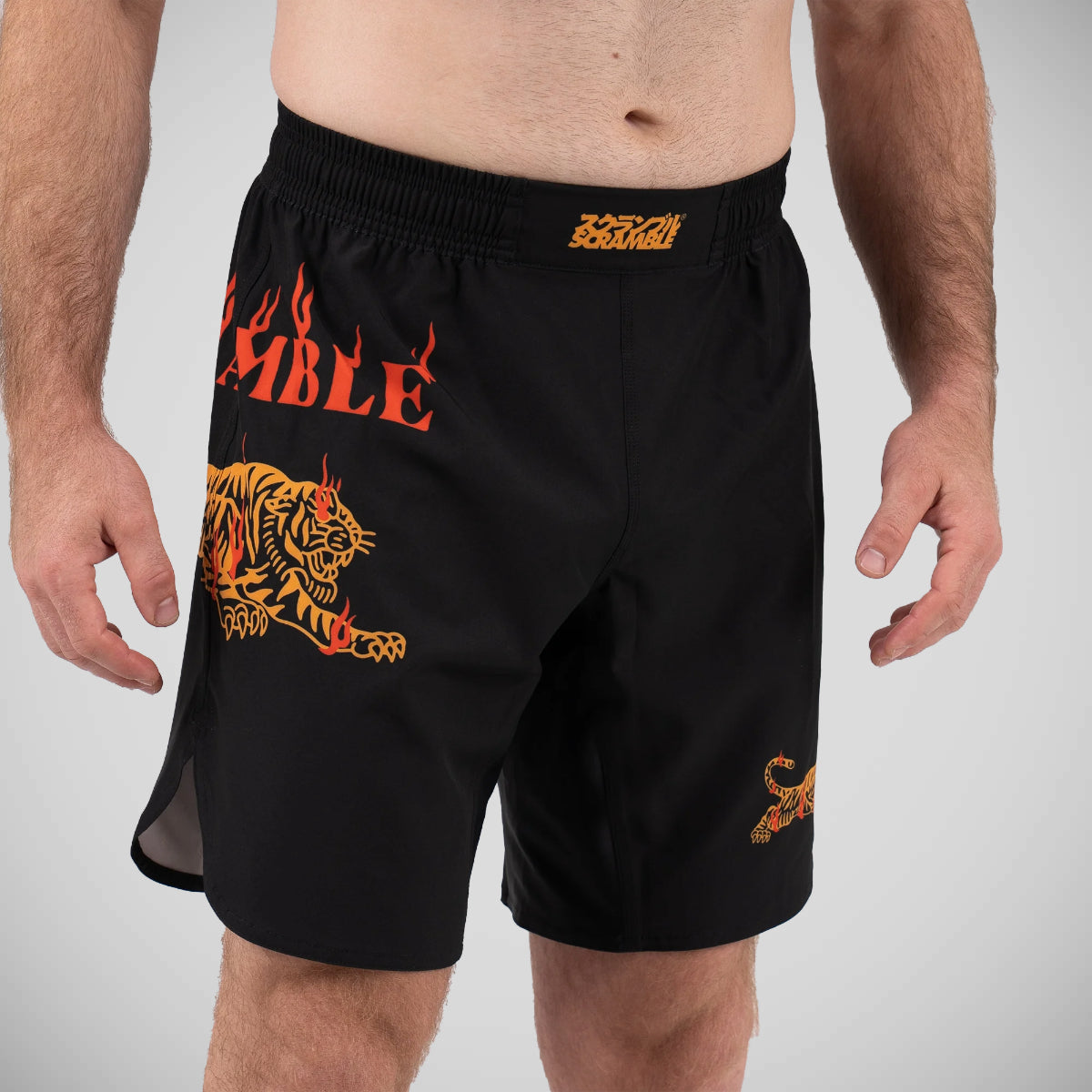 Scramble Burning Tiger Grappling Shorts Black/Orange