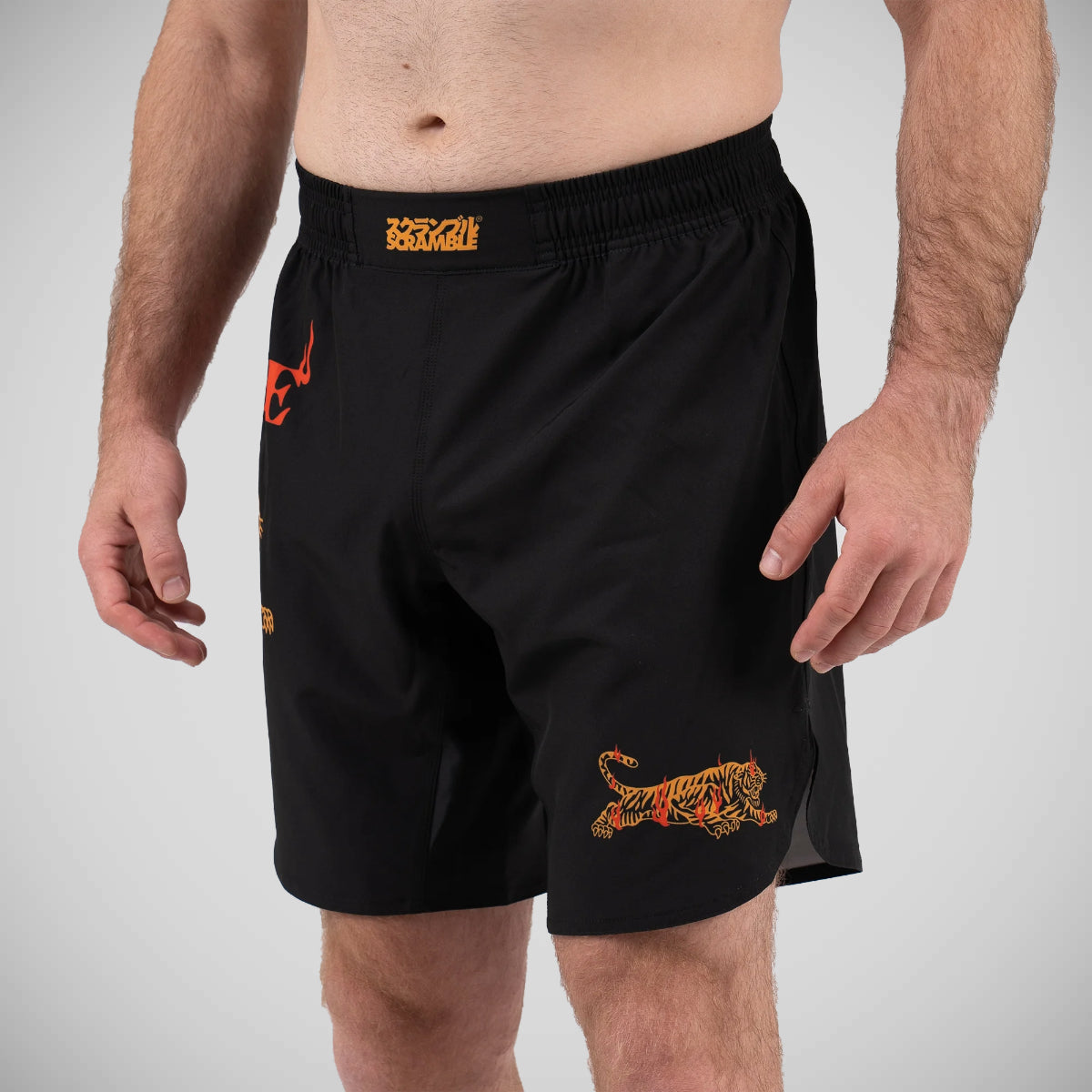 Scramble Burning Tiger Grappling Shorts Black/Orange