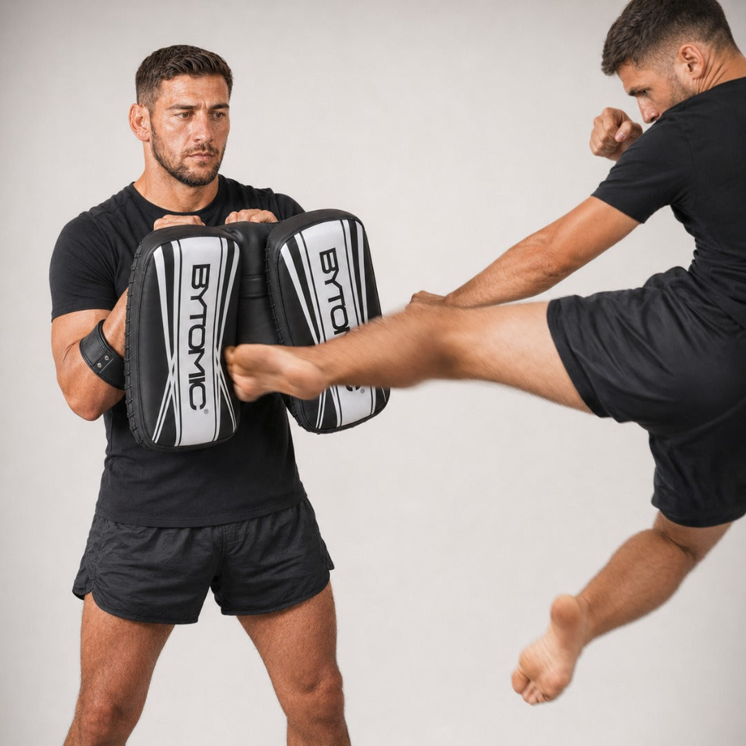 Black/White Bytomic Axis V2 Curved Thai Pads at Bytomic Trade & Wholesale 3