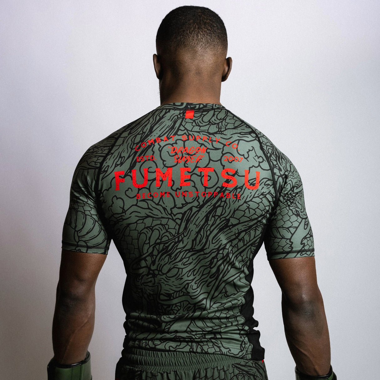 Fumetsu Dragon Slayer Short Sleeve Rash Guard Khaki/Orange at Bytomic Trade and Wholesale