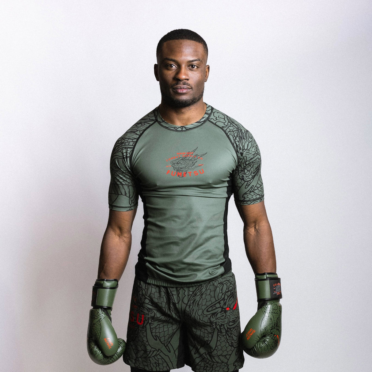 Fumetsu Dragon Slayer Short Sleeve Rash Guard Khaki/Orange at Bytomic Trade and Wholesale