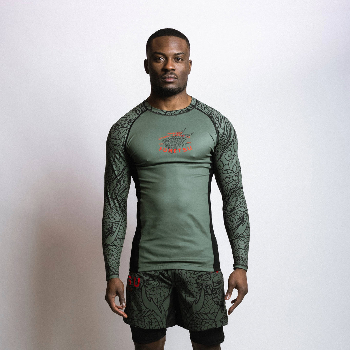 Fumetsu Dragon Slayer Long Sleeve Rash Guard Khaki/Orange at Bytomic Trade and Wholesale