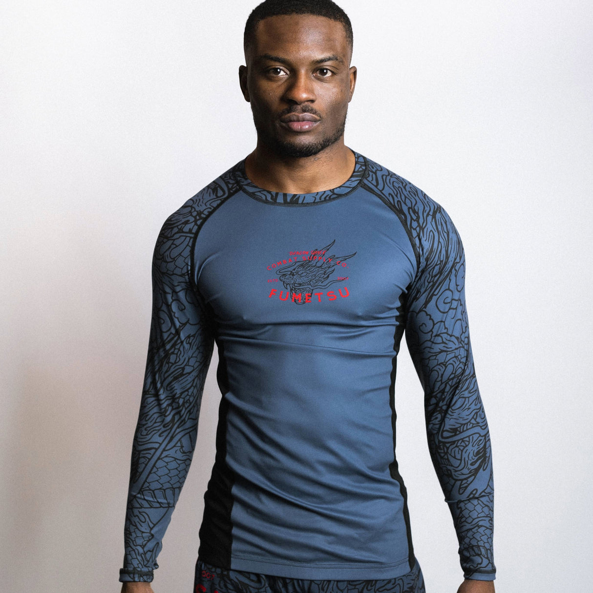 Fumetsu Dragon Slayer Long Sleeve Rash Guard Blue/Black/Red at Bytomic Trade and Wholesale
