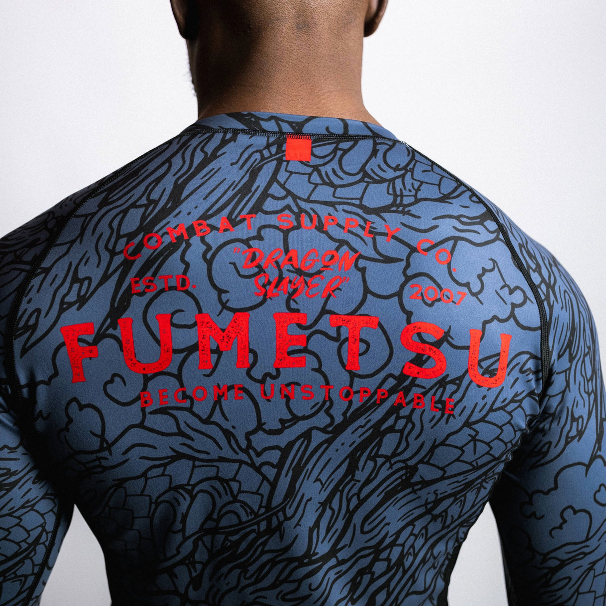 Fumetsu Dragon Slayer Long Sleeve Rash Guard Blue/Black/Red at Bytomic Trade and Wholesale