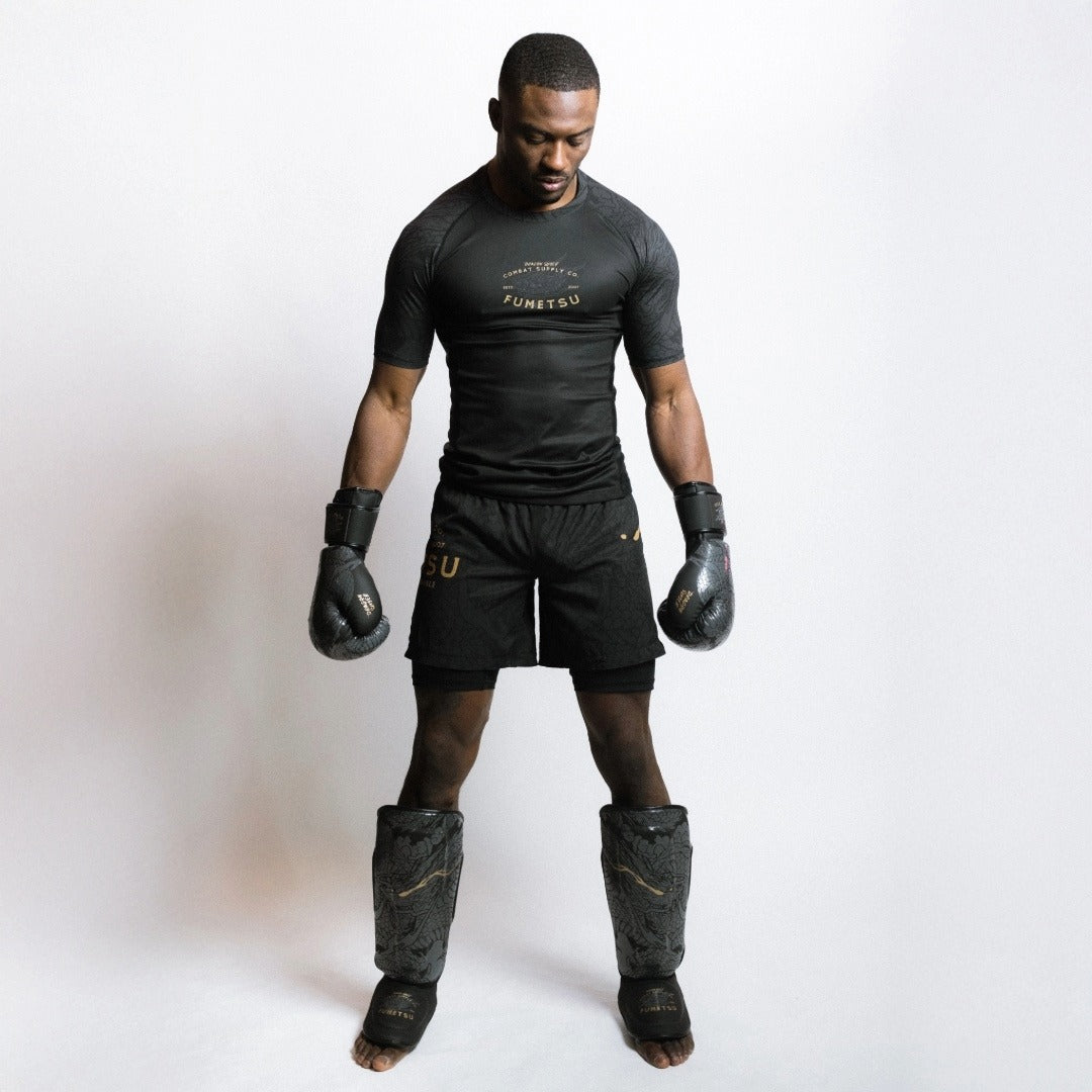 Fumetsu Dragon Slayer Shin Guards Black/Gold at Bytomic Trade & Wholesale 4