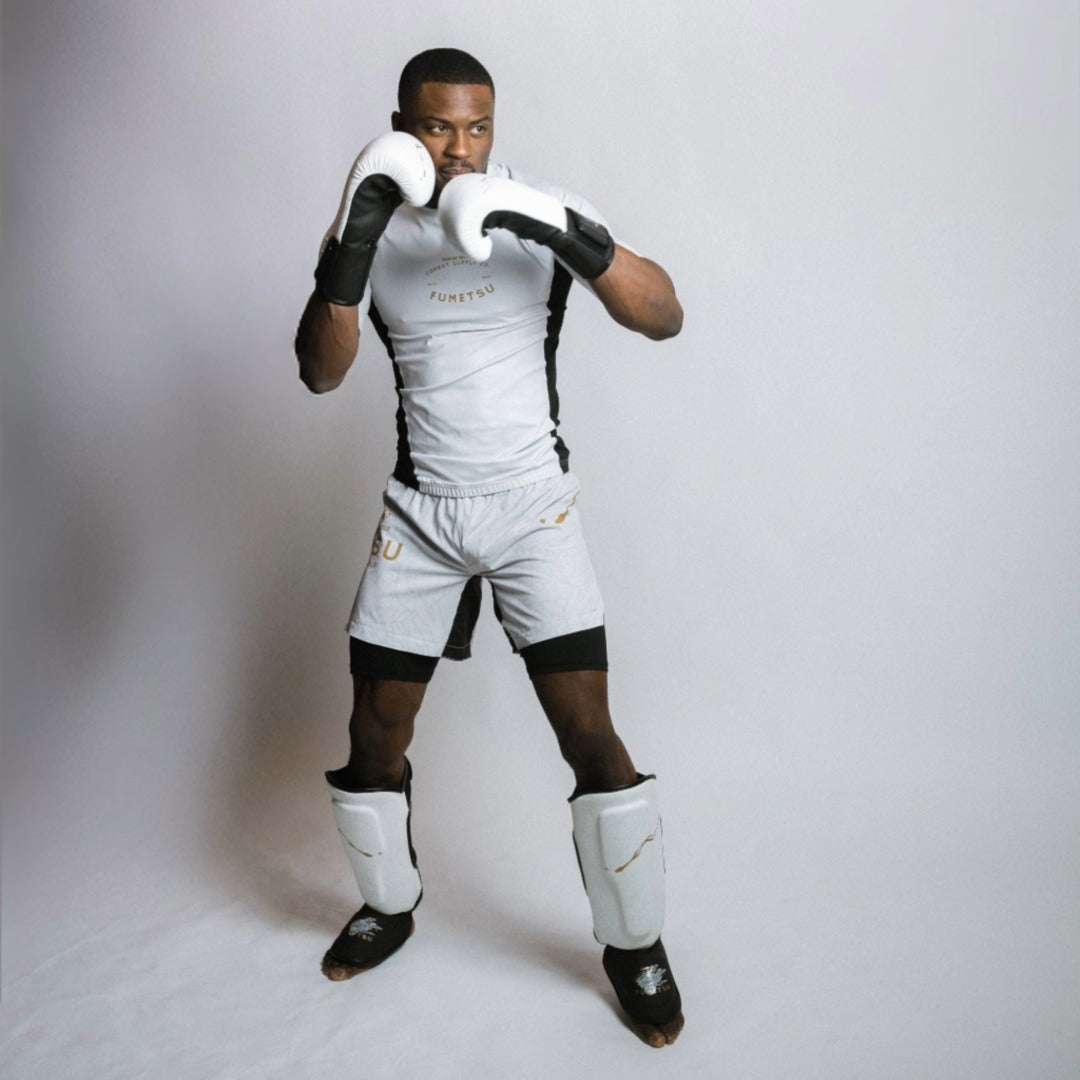 Fumetsu Dragon Slayer Shin Guards White/Black/Gold at Bytomic Trade & Wholesale 6