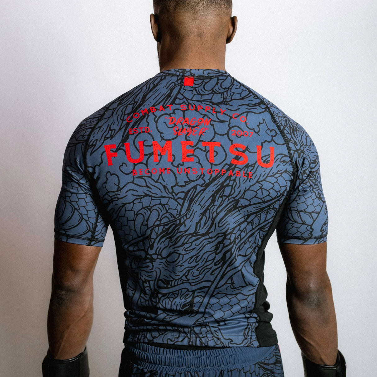Fumetsu Dragon Slayer Short Sleeve Rash Guard Blue/Black/Red at Bytomic Trade and Wholesale