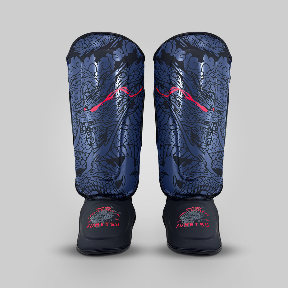 Fumetsu Dragon Slayer Shin Guards Blue/Black/Red at Bytomic Trade and Wholesale