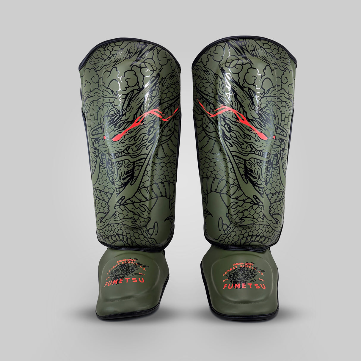 Fumetsu Dragon Slayer Shin Guards Khaki/Orange at Bytomic Trade and Wholesale