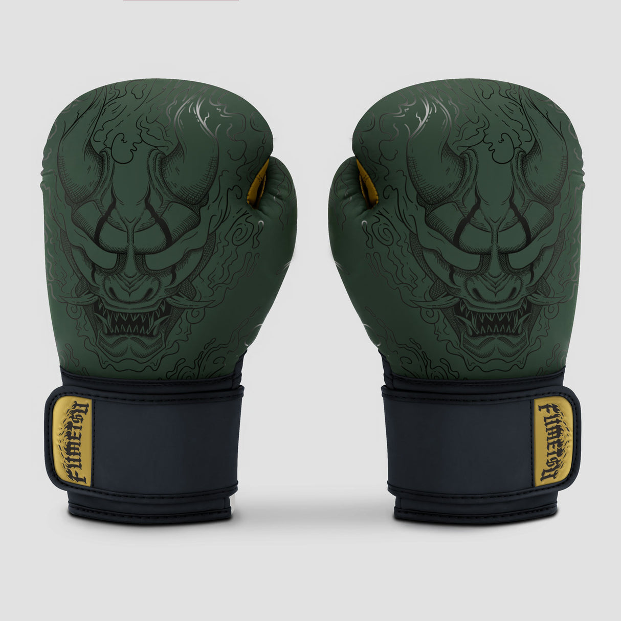 Fumetsu Oni Boxing Gloves Khaki/Black/Gold at Bytomic Trade and Wholesale