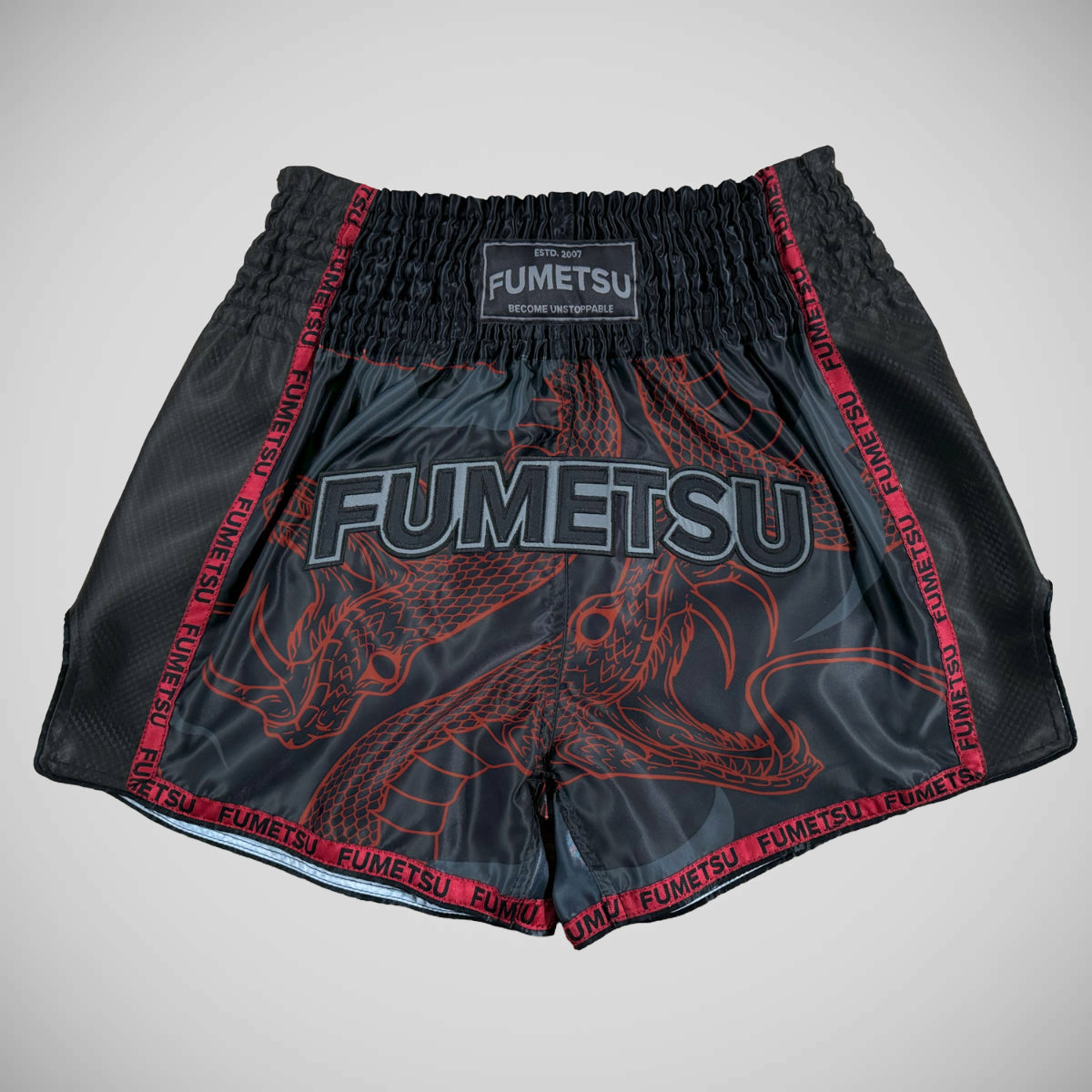 Fumetsu Anaconda Muay Thai Shorts Black/Red at Bytomic Trade and Wholesale