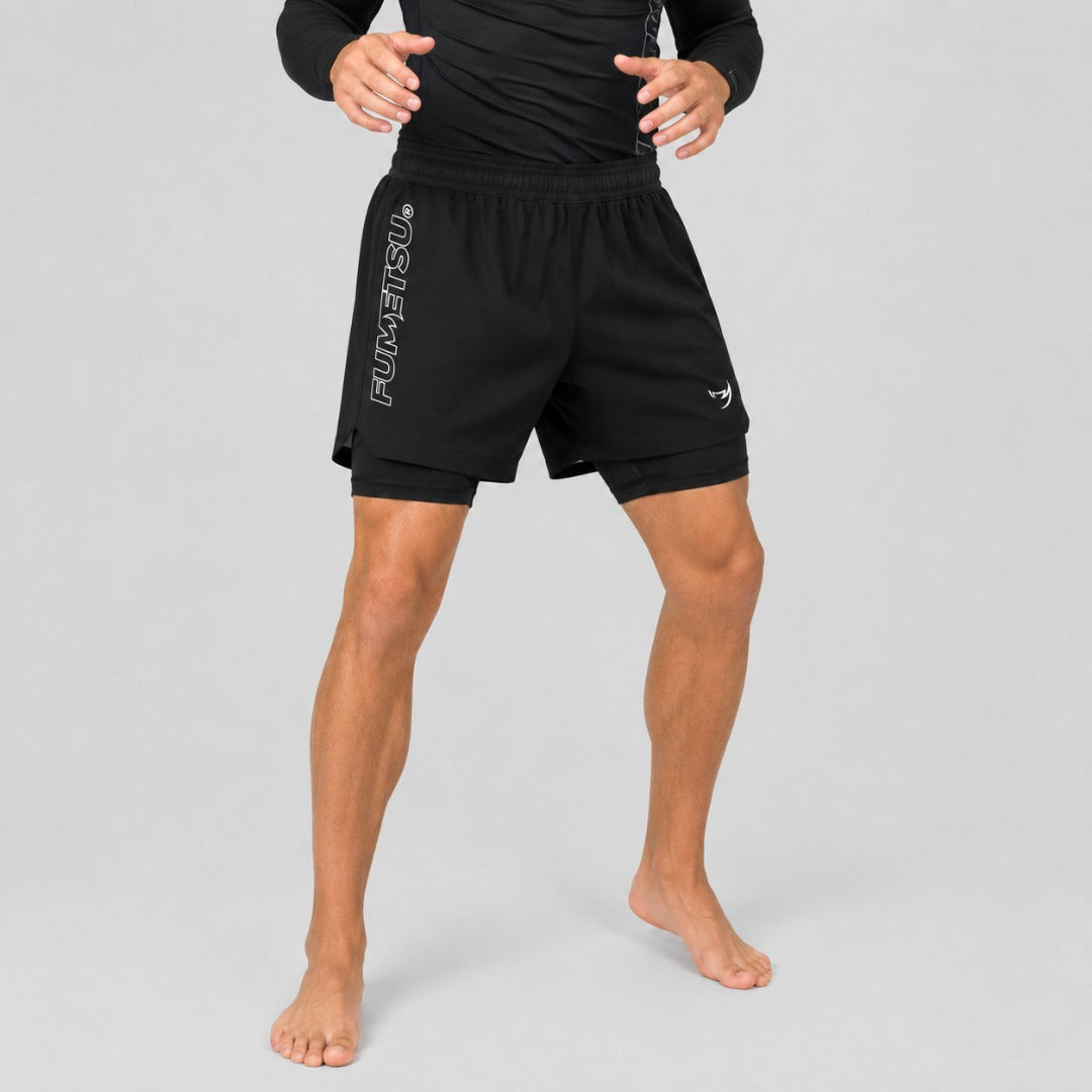 Icon Dual Layer Fight Shorts Black Lifestyle 3