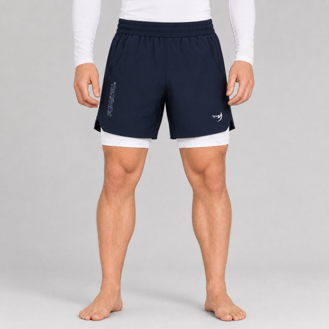 Fumetsu Icon Dual Layer Training Shorts Navy/White
