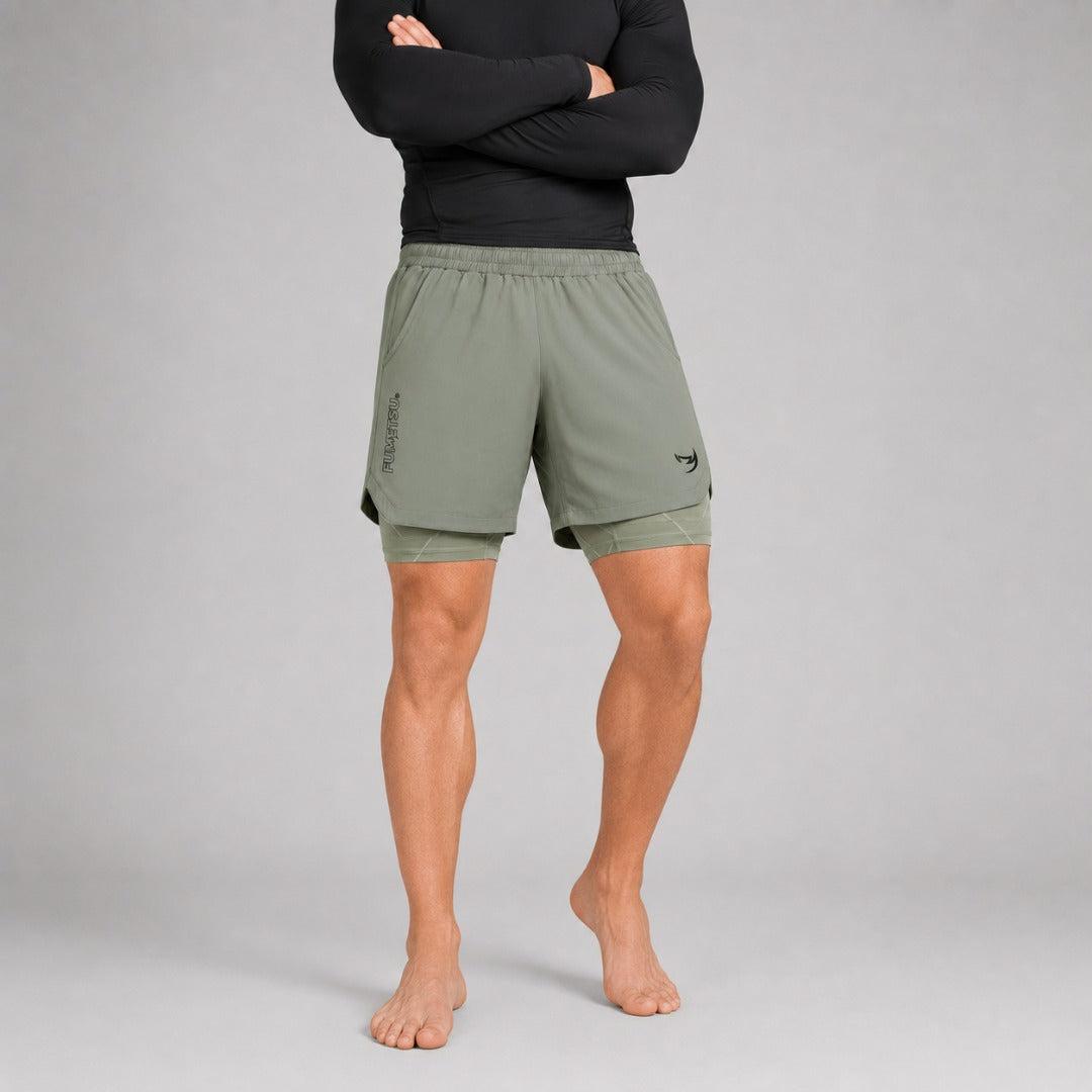 Icon Dual Layer Training Shorts Sand at Bytomic Trade & Wholesale 2