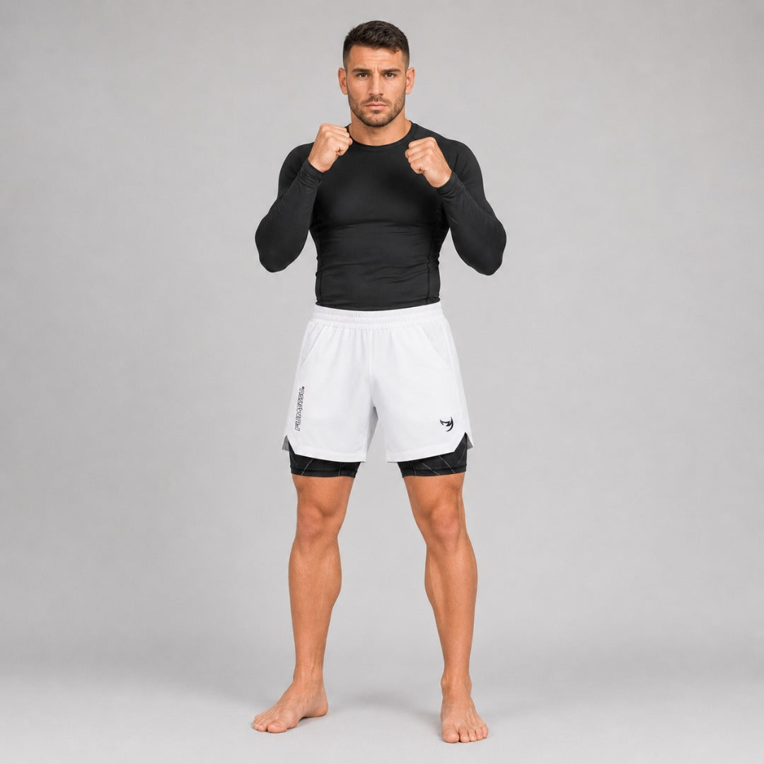 Icon Dual Layer Training Shorts White/Black at Bytomic Trade & Wholesale 2
