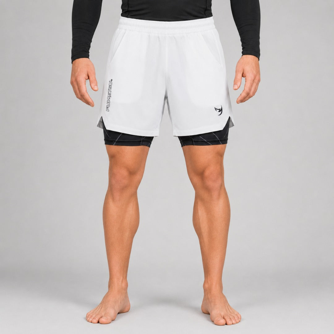 Icon Dual Layer Training Shorts White/Black at Bytomic Trade & Wholesale 3