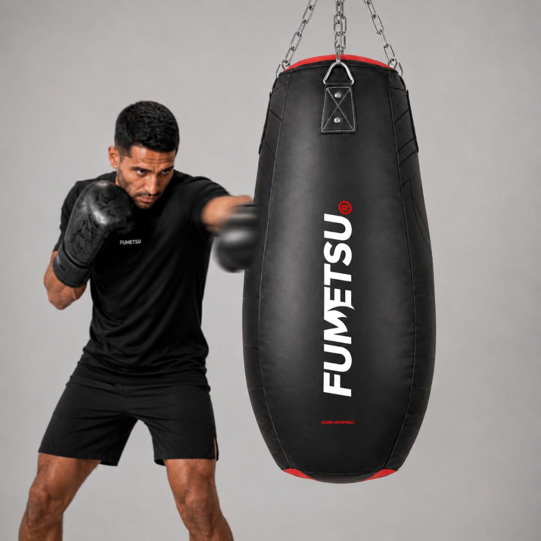 Fumetsu Icon Tear Drop Punch Bag Black/Red/White Photoshoot 3