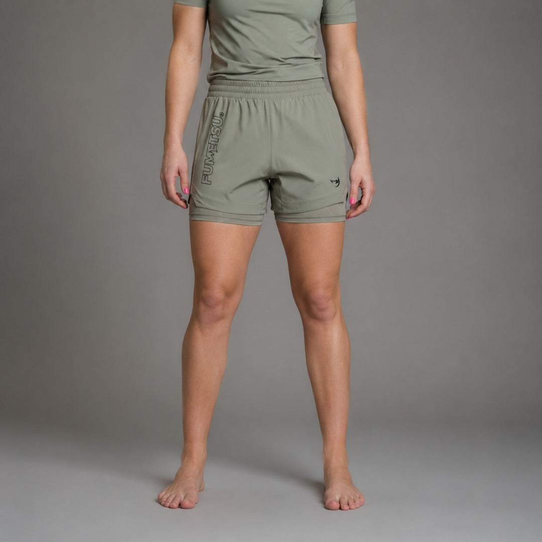 Fumetsu Icon Womens Dual Layer Fight Shorts Sand
