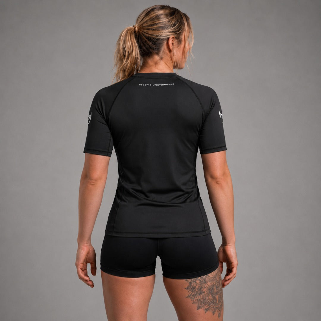 Fumetsu Icon Womens Short Sleeve Rash Guard Black