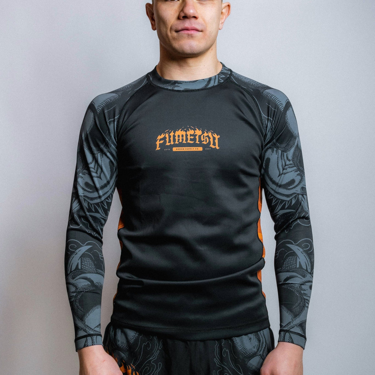 Fumetsu Oni Long Sleeve Rash Guard Black/Grey/Bronze at Bytomic Trade and Wholesale