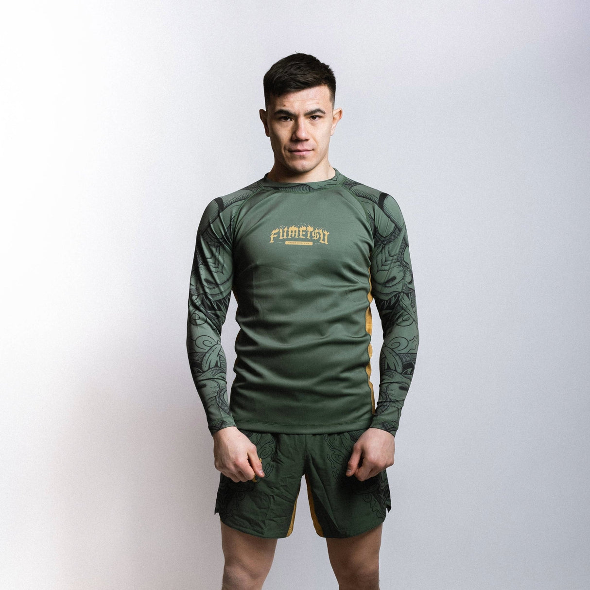 Fumetsu Oni Long Sleeve Rash Guard Khaki/Gold/Black at Bytomic Trade and Wholesale