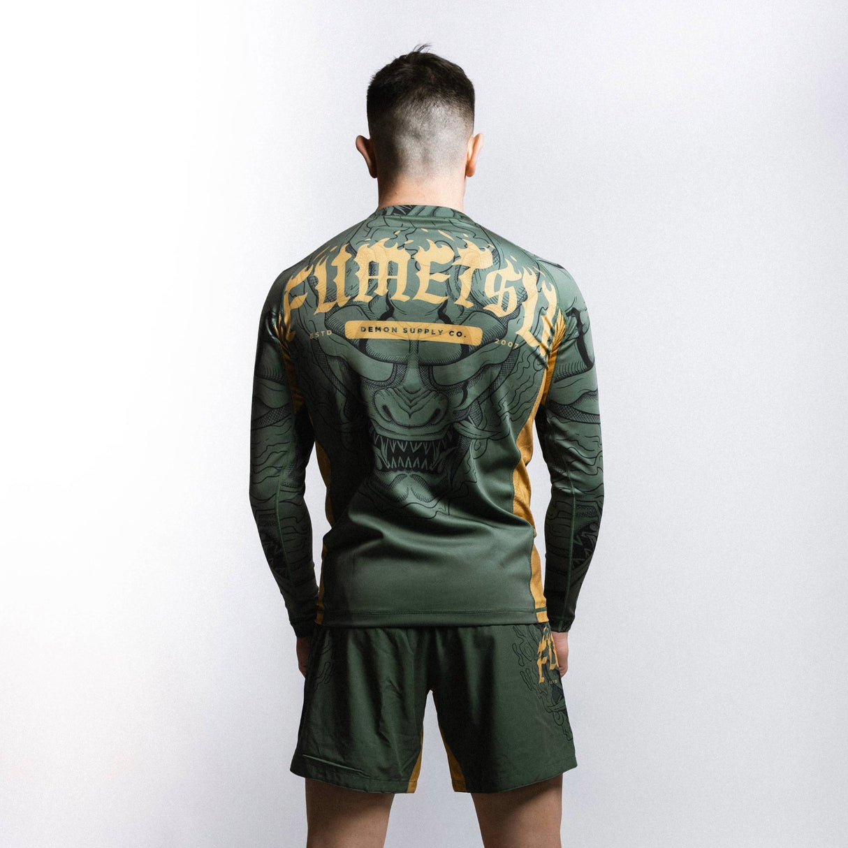 Fumetsu Oni Long Sleeve Rash Guard Khaki/Gold/Black at Bytomic Trade and Wholesale