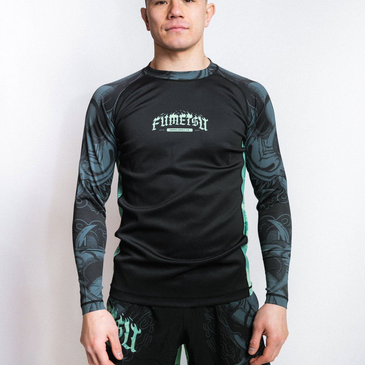 Fumetsu Oni Long Sleeve Rash Guard Black/Blue/Mint at Bytomic Trade and Wholesale