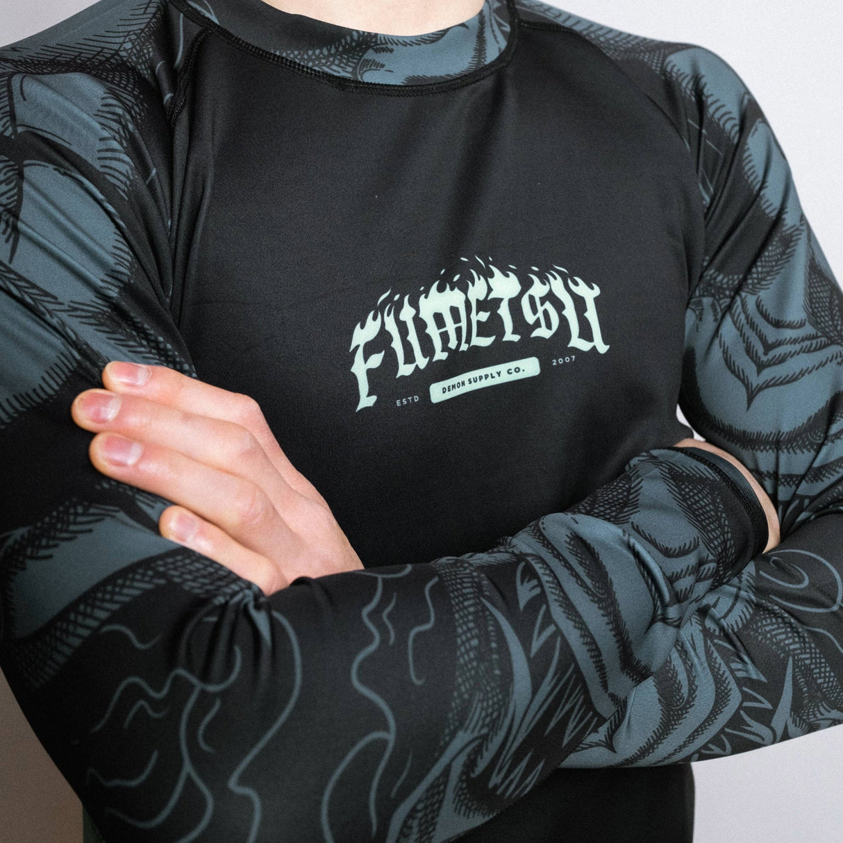 Fumetsu Oni Long Sleeve Rash Guard Black/Blue/Mint at Bytomic Trade and Wholesale
