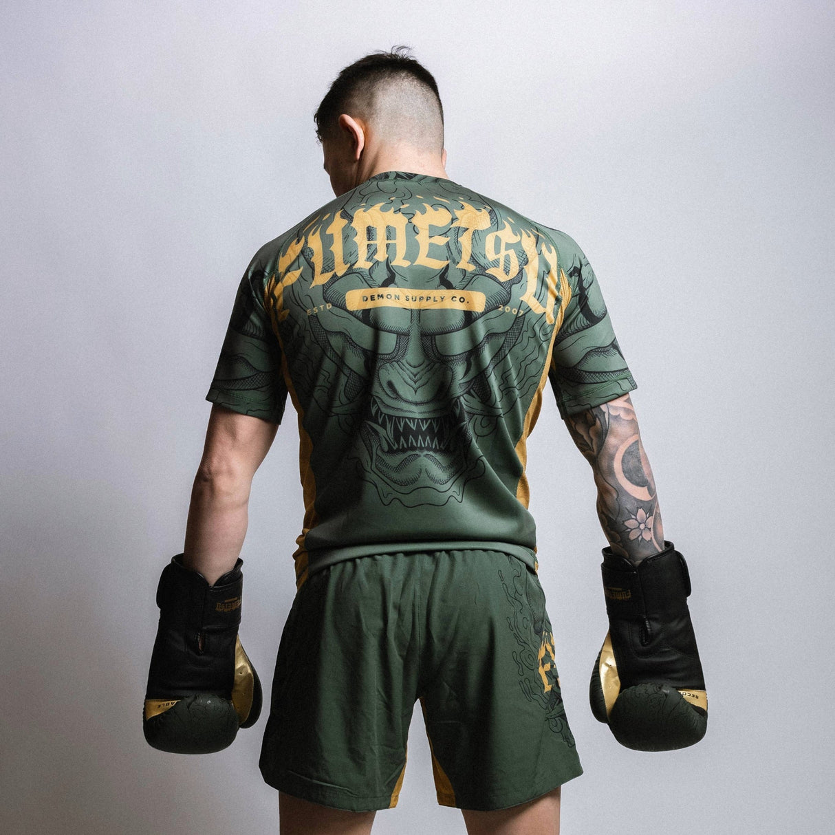 Fumetsu Oni Short Sleeve Rash Guard Khaki/Gold/Black at Bytomic Trade and Wholesale