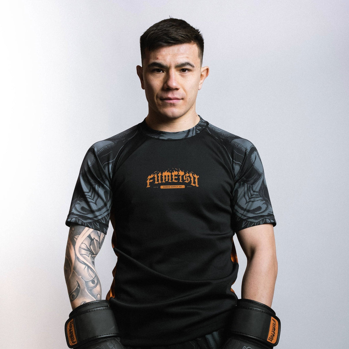 Fumetsu Oni Short Sleeve Rash Guard Black/Grey/Bronze at Bytomic Trade and Wholesale