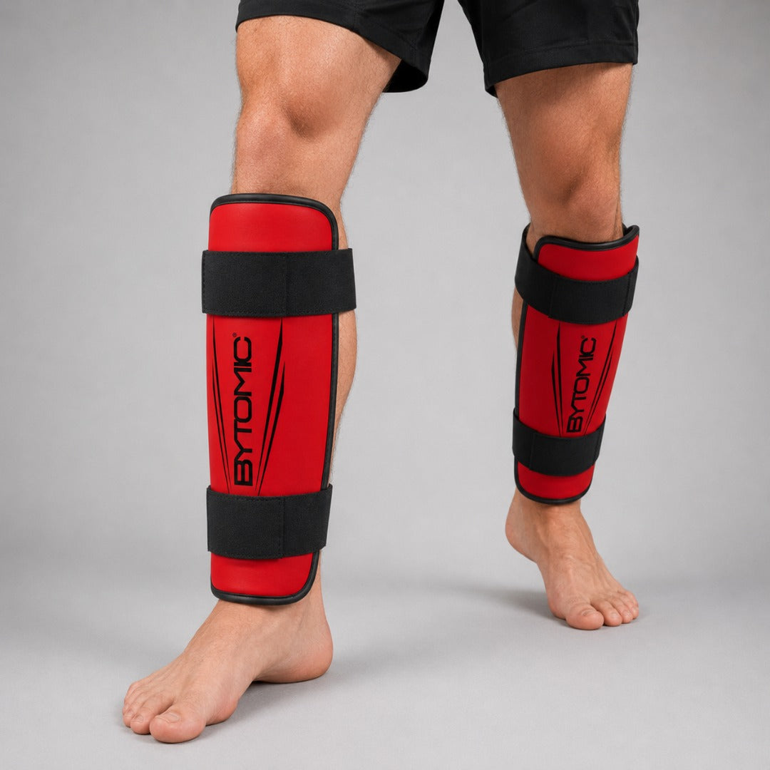 Red/Black Bytomic Axis V2 Shin Guards at Bytomic Trade & Wholesale 4