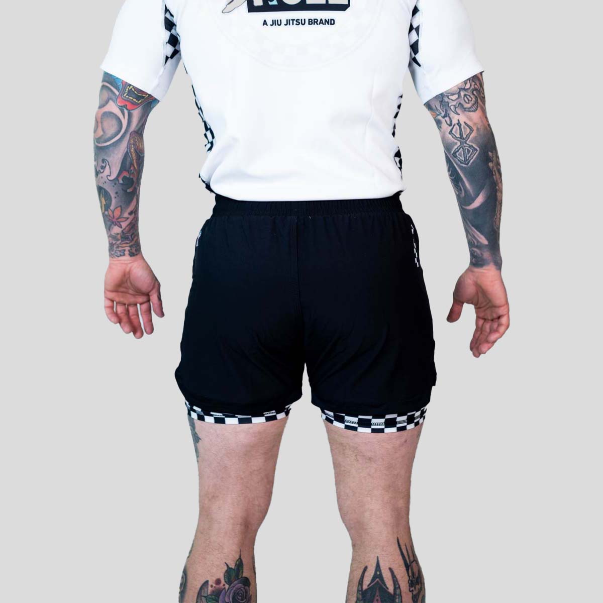 Roll Supreme The Finisher 2 in 1 Jiu Jitsu Shorts Black/White at Bytomic Trade and Wholesale