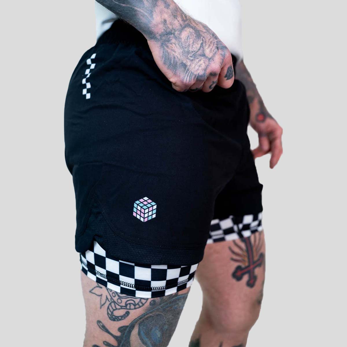 Roll Supreme The Finisher 2 in 1 Jiu Jitsu Shorts Black/White at Bytomic Trade and Wholesale