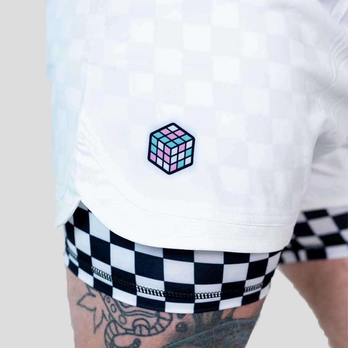 Roll Supreme The Finisher 2 in 1 Jiu Jitsu Shorts White/Black at Bytomic Trade and Wholesale