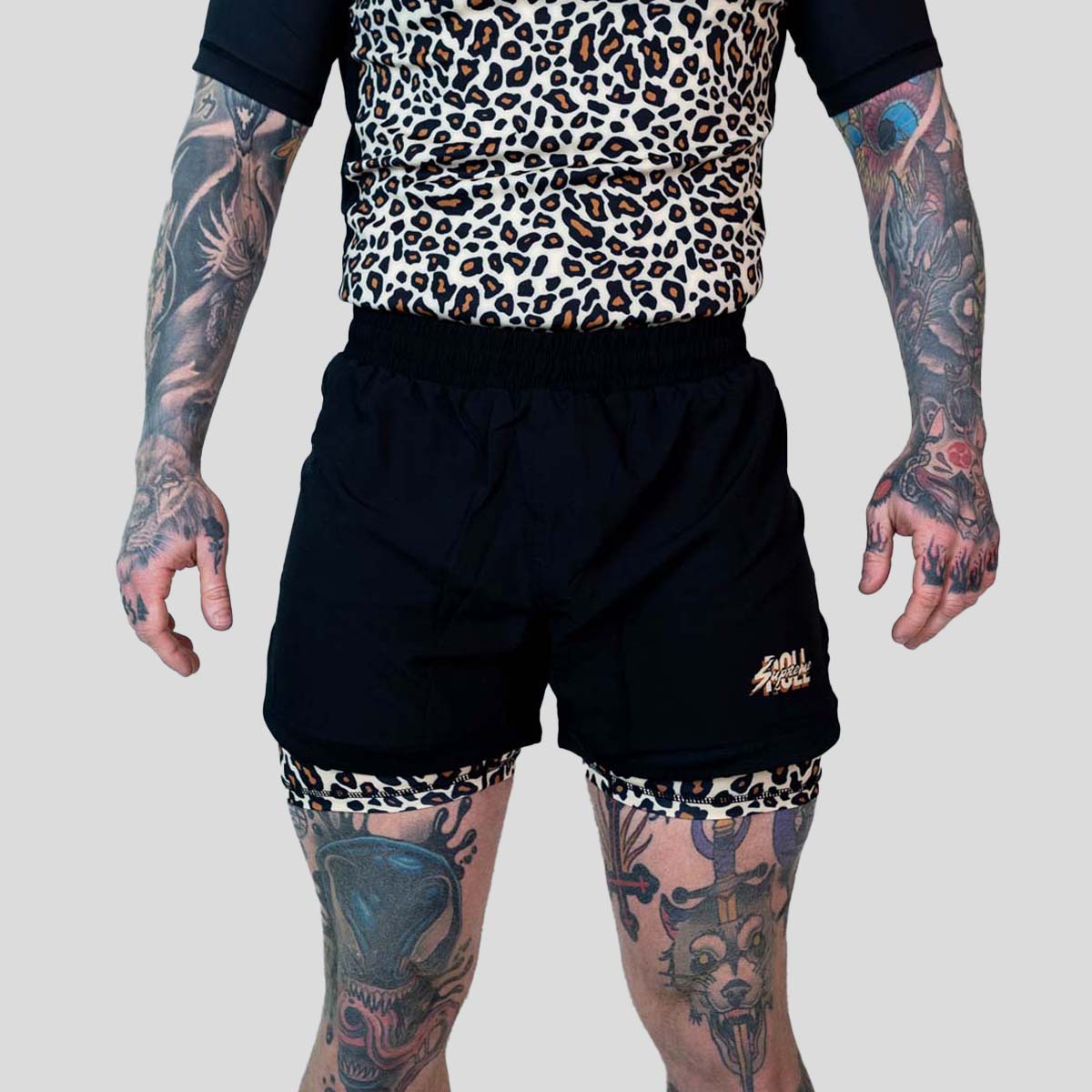 Roll Supreme The Butcher 2 in 1 Jiu Jitsu Shorts Yellow/Brown at Bytomic Trade and Wholesale