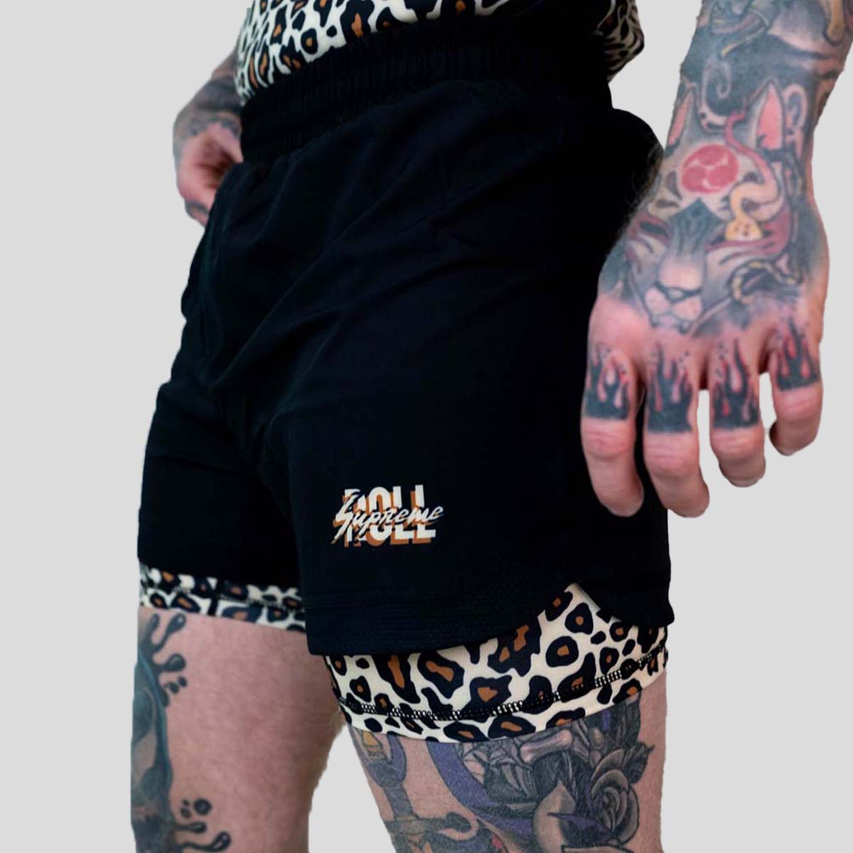 Roll Supreme The Butcher 2 in 1 Jiu Jitsu Shorts Yellow/Brown at Bytomic Trade and Wholesale