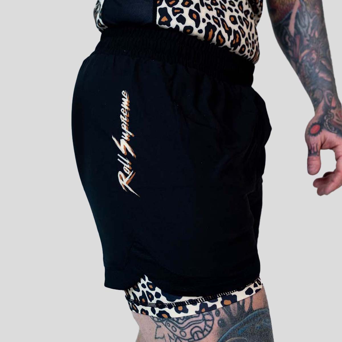 Roll Supreme The Butcher 2 in 1 Jiu Jitsu Shorts Yellow/Brown at Bytomic Trade and Wholesale