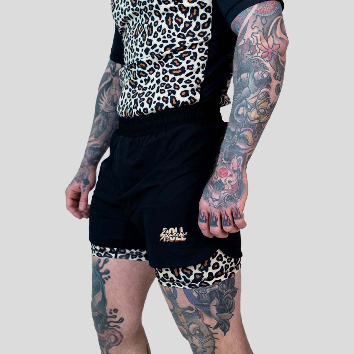 Roll Supreme The Butcher 2 in 1 Jiu Jitsu Shorts Yellow/Brown at Bytomic Trade and Wholesale