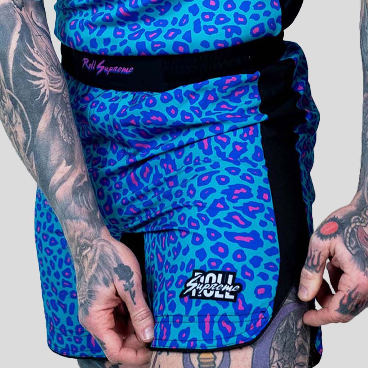 Roll Supreme The Butcher Fight Shorts Blue/Pink at Bytomic Trade and Wholesale