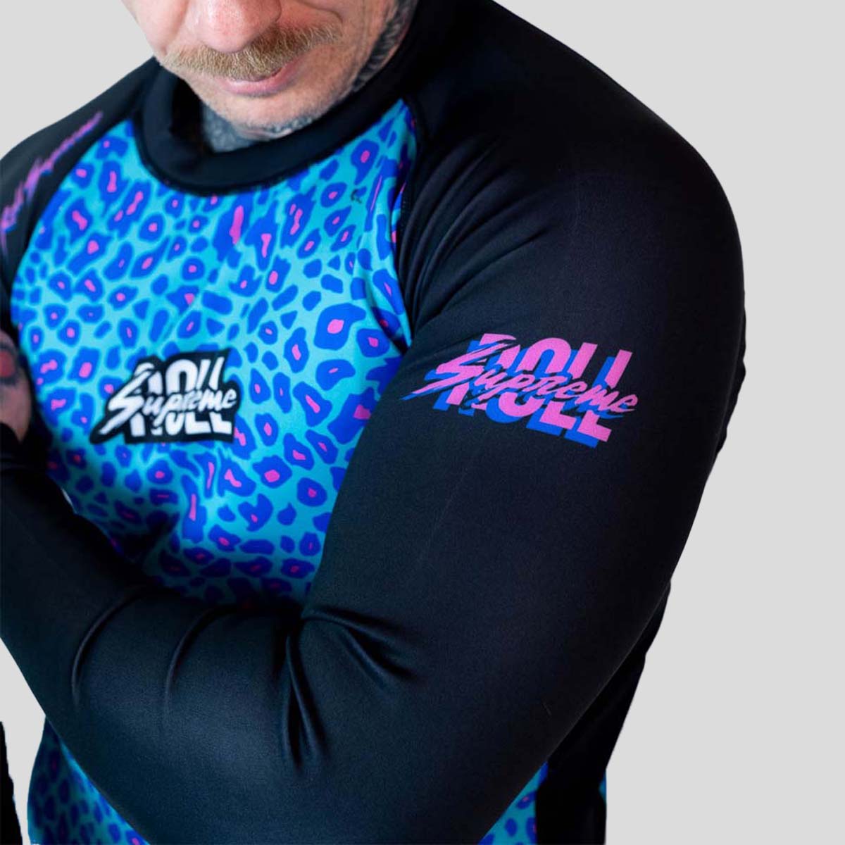 Roll Supreme The Butcher Long Sleeve Rash Guard Blue/Pink at Bytomic Trade and Wholesale