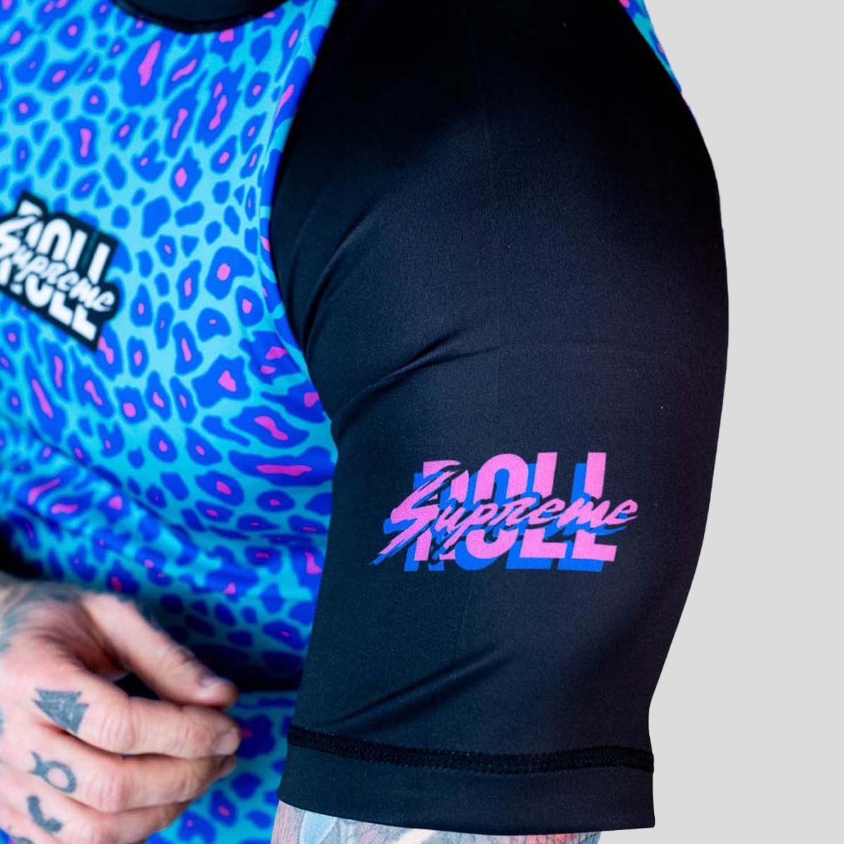 Roll Supreme The Butcher Short Sleeve Rash Guard Blue/Pink at Bytomic Trade and Wholesale