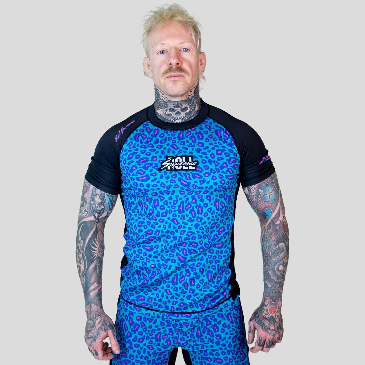 Roll Supreme The Butcher Short Sleeve Rash Guard Blue/Pink at Bytomic Trade and Wholesale