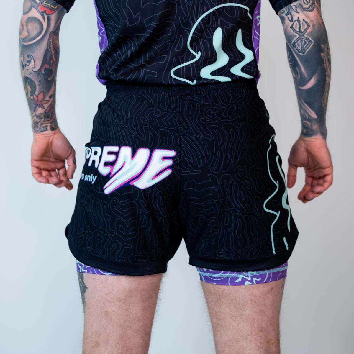 Roll Supreme The Rave Ultraviolet Brain Freeze 2 in 1 Jiu Jitsu Shorts at Bytomic Trade and Wholesale