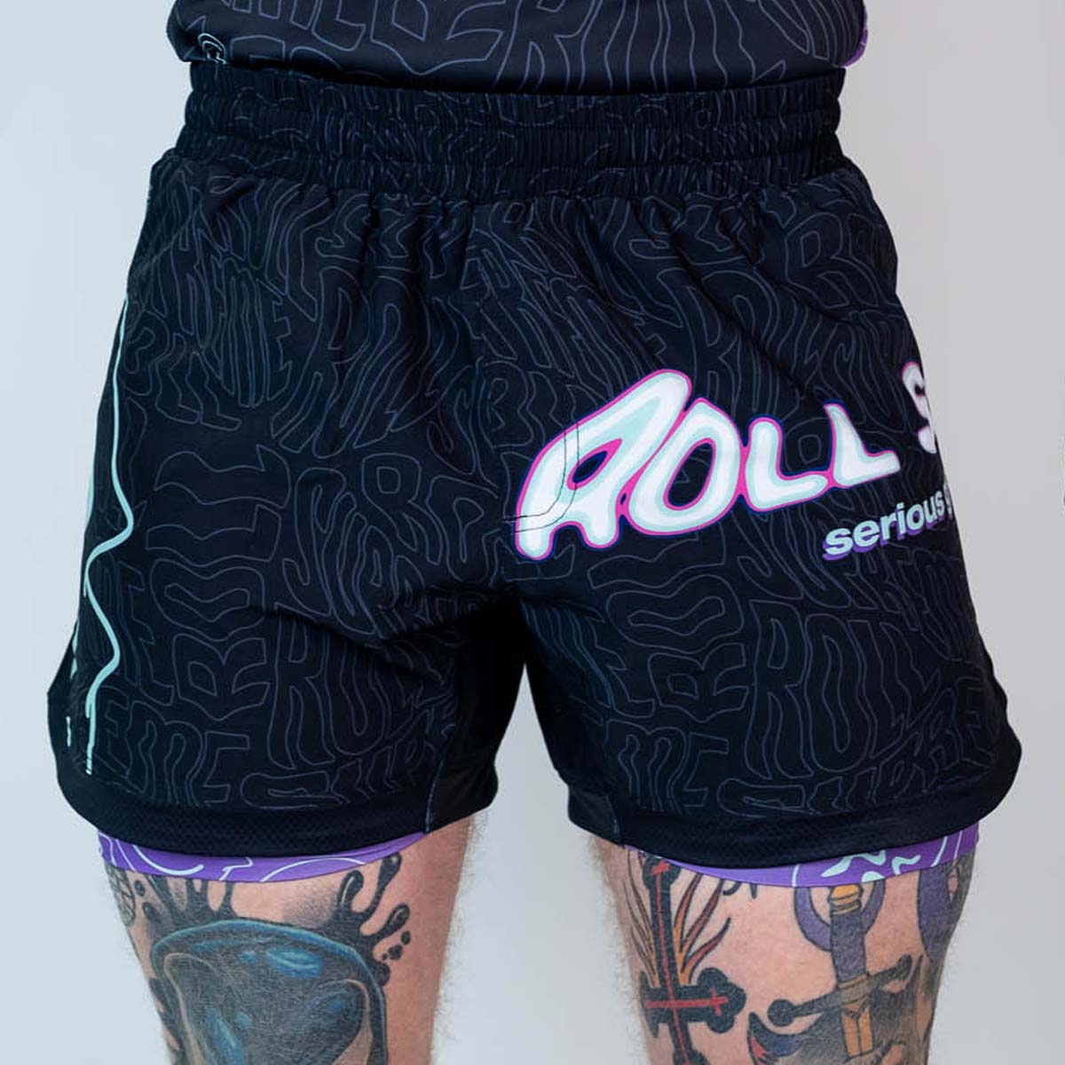 Roll Supreme The Rave Ultraviolet Brain Freeze 2 in 1 Jiu Jitsu Shorts at Bytomic Trade and Wholesale