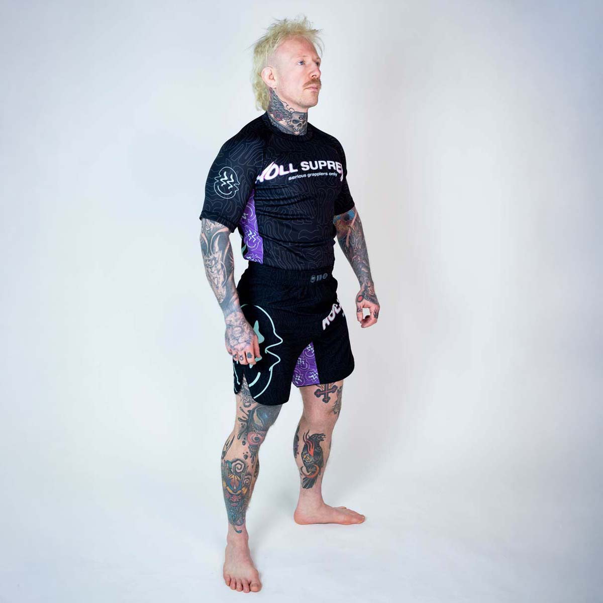 Roll Supreme The Rave Ultraviolet Brain Freeze 2 in 1 Jiu Jitsu Shorts at Bytomic Trade and Wholesale