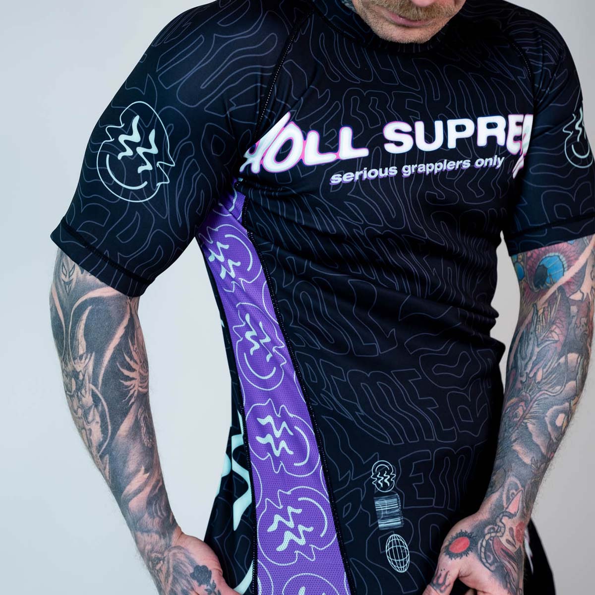 Roll Supreme The Rave Ultraviolet Brain Freeze Short Sleeve Rash Guard at Bytomic Trade and Wholesale