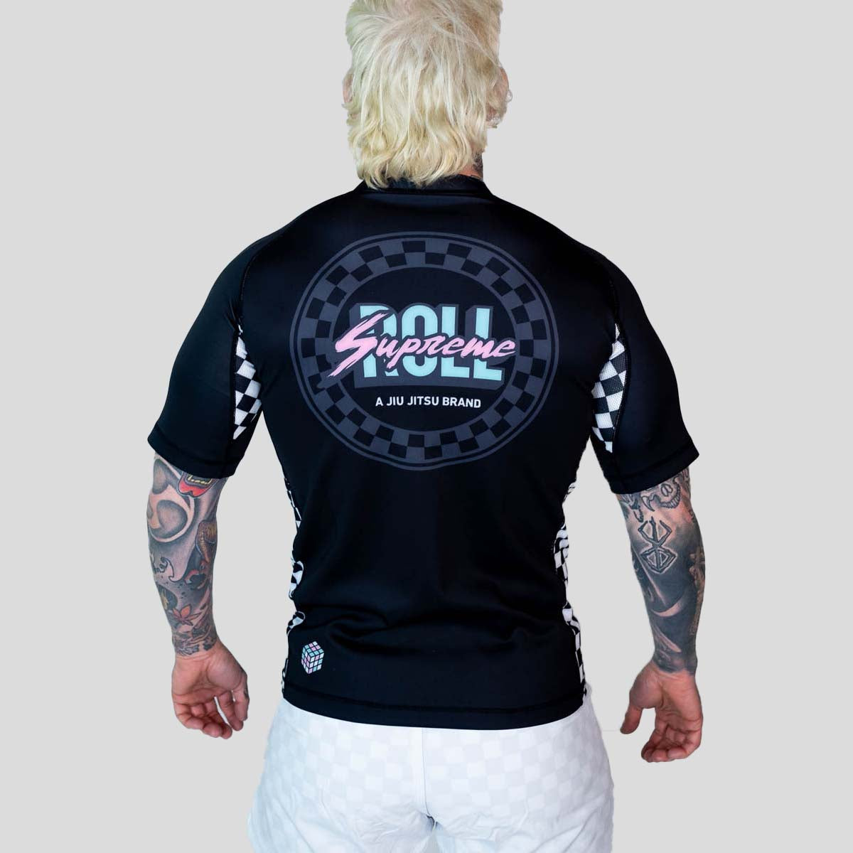 Roll Supreme The Finisher Short Sleeve Rash Guard Black/White at Bytomic Trade and Wholesale